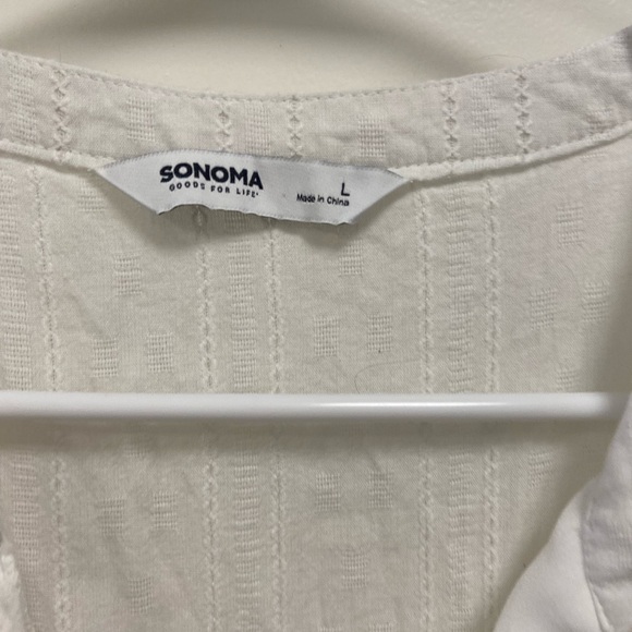 Sonoma Large eyelet White Smocked Midi Sundress with Flutter Sleeves - Picture 3 of 8